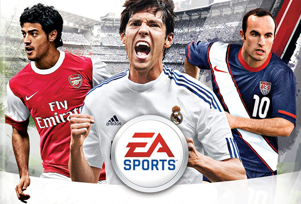 Landon Donovan, Carlos Vela on North American FIFA 11 box
