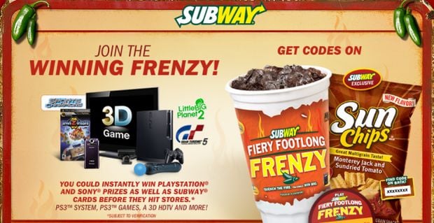 Follow Subway on Twitter to win some PlayStation goodies