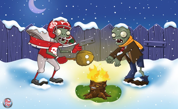 Plants vs. Zombies holiday wallpapers are great