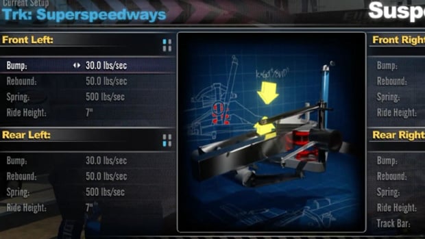 Car setups in NASCAR 2011 full of options