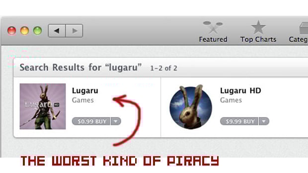 Lugaru shamelessly resold without consent on iTunes