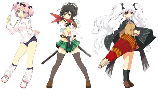 Senran Kagura boobs blah blah blah one-eyed school girl
