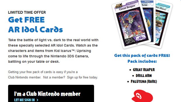 Club Nintendo peeps and more get free Kid Icarus AR cards