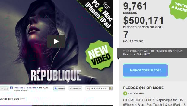Republique hits $500,000 Kickstarter goal