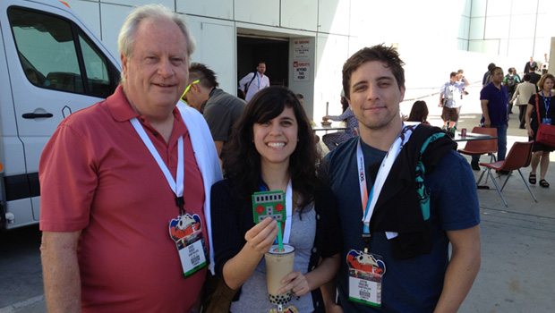 Famous faces awkwardly pose with a Mr. Destructoid sprite