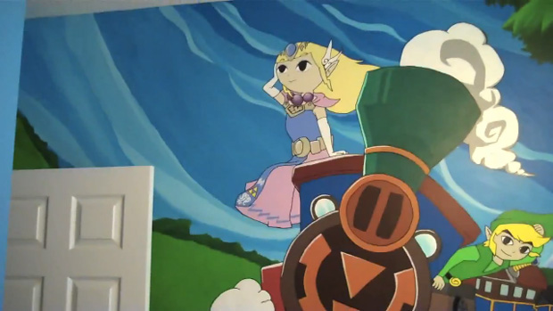 Awesome father paints Zelda mural on kid's walls