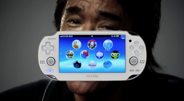 Leather-faced Japanese guy sings about new white PS Vita