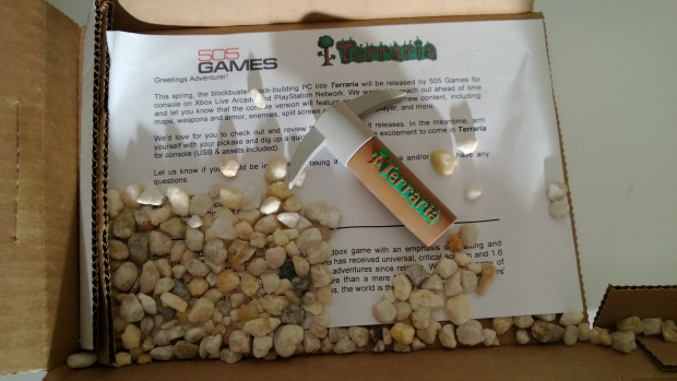 Terraria celebrates XBLA/PSN release by sending pebbles