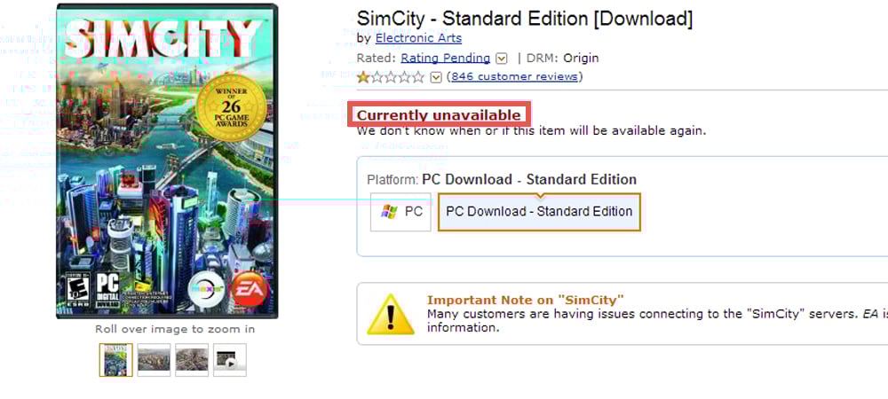 Amazon has pulled SimCity from its store