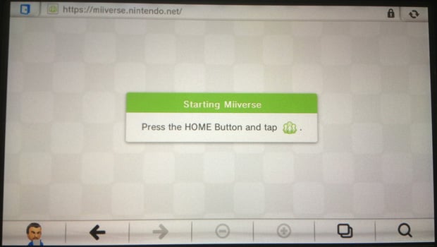 You can't view Miiverse on Wii U or 3DS browsers
