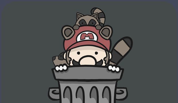 Mario what are you doing? Get out of that trash can!