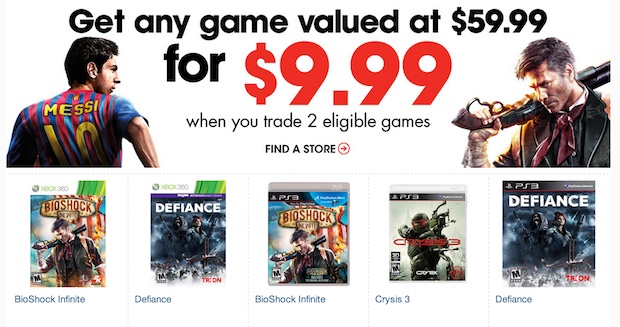 GameStop gives you a game for $9.99 with two trades