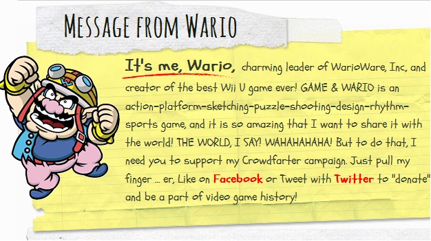Nintendo apes Kickstarter with Wario's Crowdfarter