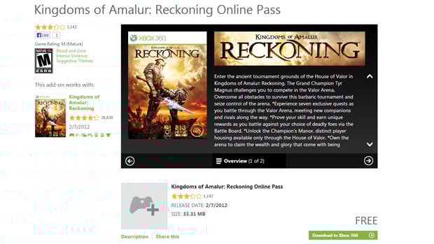 EA's Online Passes free on Xbox Live