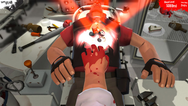 Mutilate Team Fortress 2's Heavy in Surgeon Sim 2013