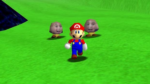 Man puts son's face on goombas in Super Mario 64