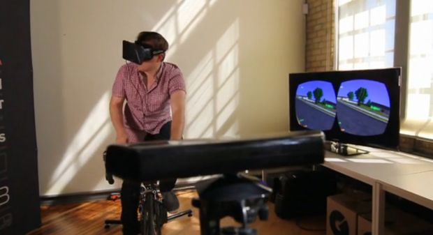 Oculus Rift + stationary bike + Kinect = Paperboy