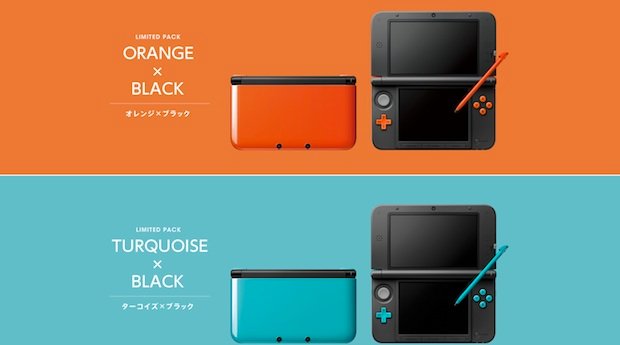 Japan's new 3DS XL colors: Turquoise/black, Orange/black