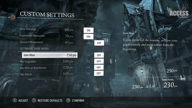 Let's look at the customization options for Thief on PS4