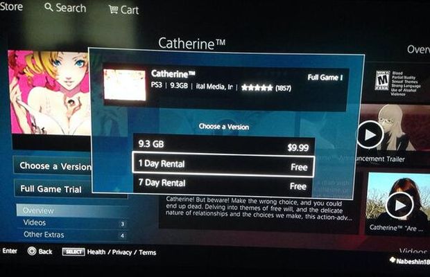 Rental options temporarily appear on PlayStation Store