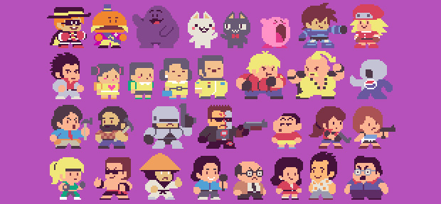 All characters should be redone in the style of Bubble Bobble for maximum cuteness