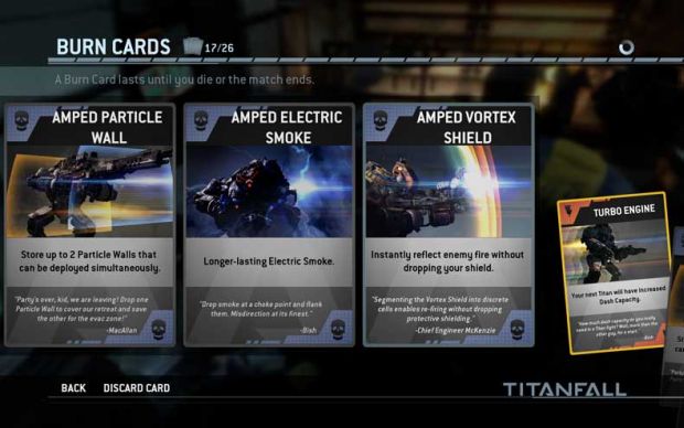 Titanfall update adding new game modes, Titan Burn Cards
