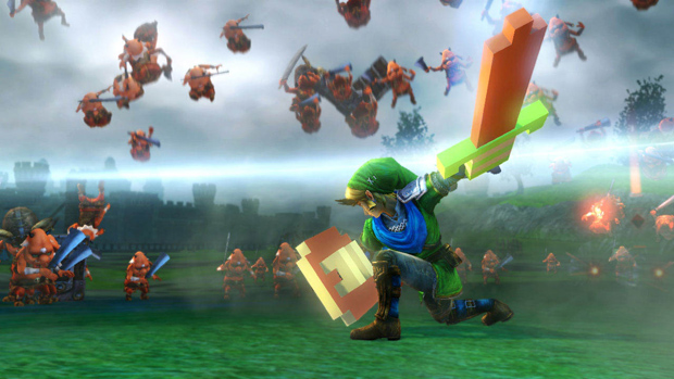 This pixel sword and shield in Hyrule Warriors is just terrific