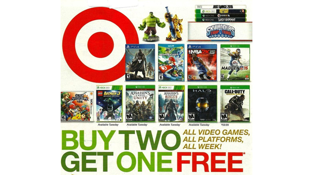 Target is holding a 'buy two, get one free' game sale the week of Nov. 9