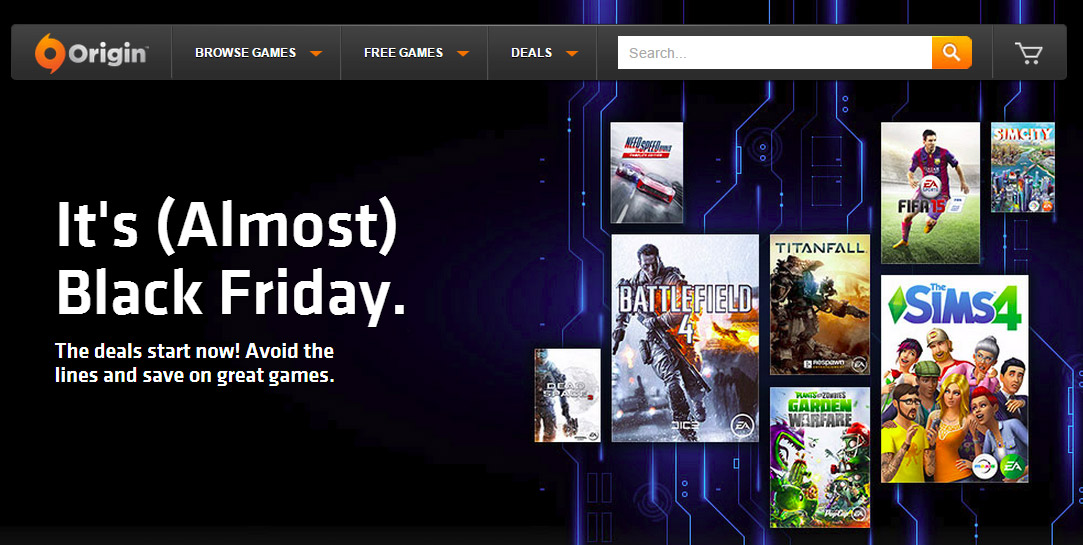 Origin Black Friday Sale has titles up to 75% off