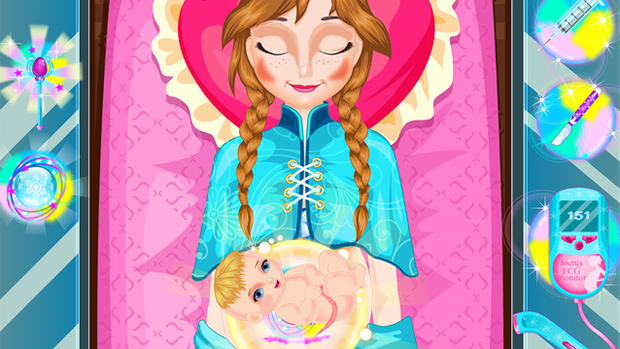 A game about Frozen's Anna giving birth