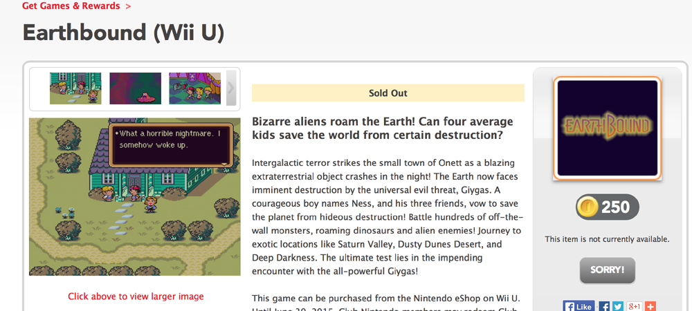 First Ness, now his game? EarthBound 'sold out' on Club Nintendo reward list