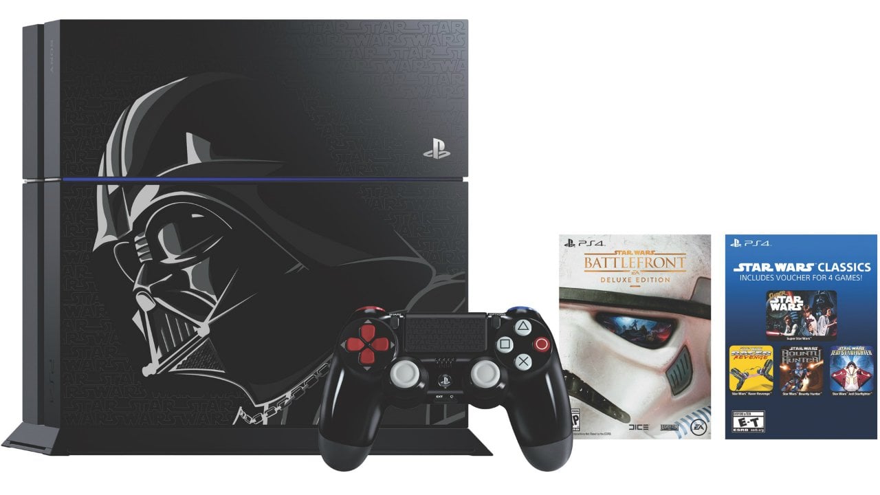 That Darth Vader PS4 with the remastered Star Wars games is available to pre-order now