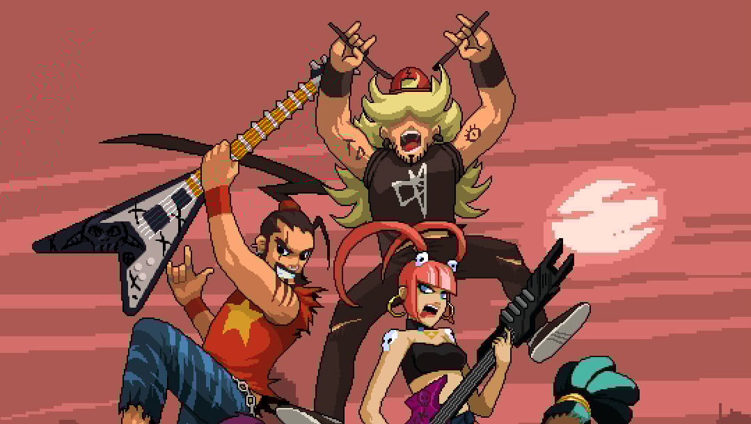 Double Kick Heroes' multi-eyed demon train is metal as heck