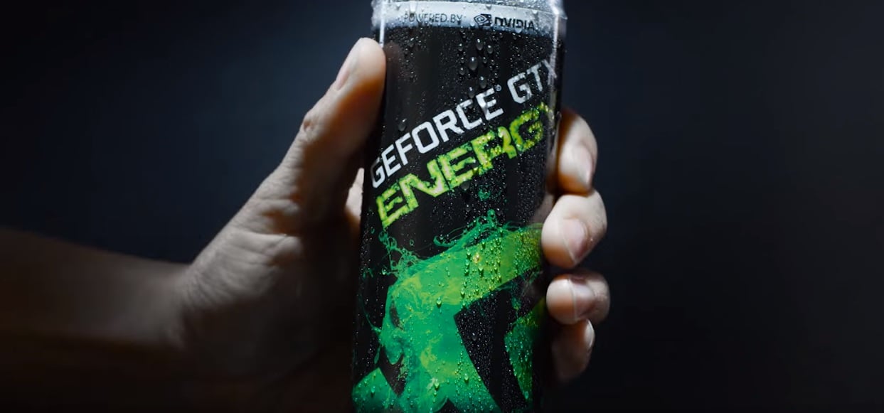 This thankfully fake NVIDIA energy drink probably tastes like PC coolant