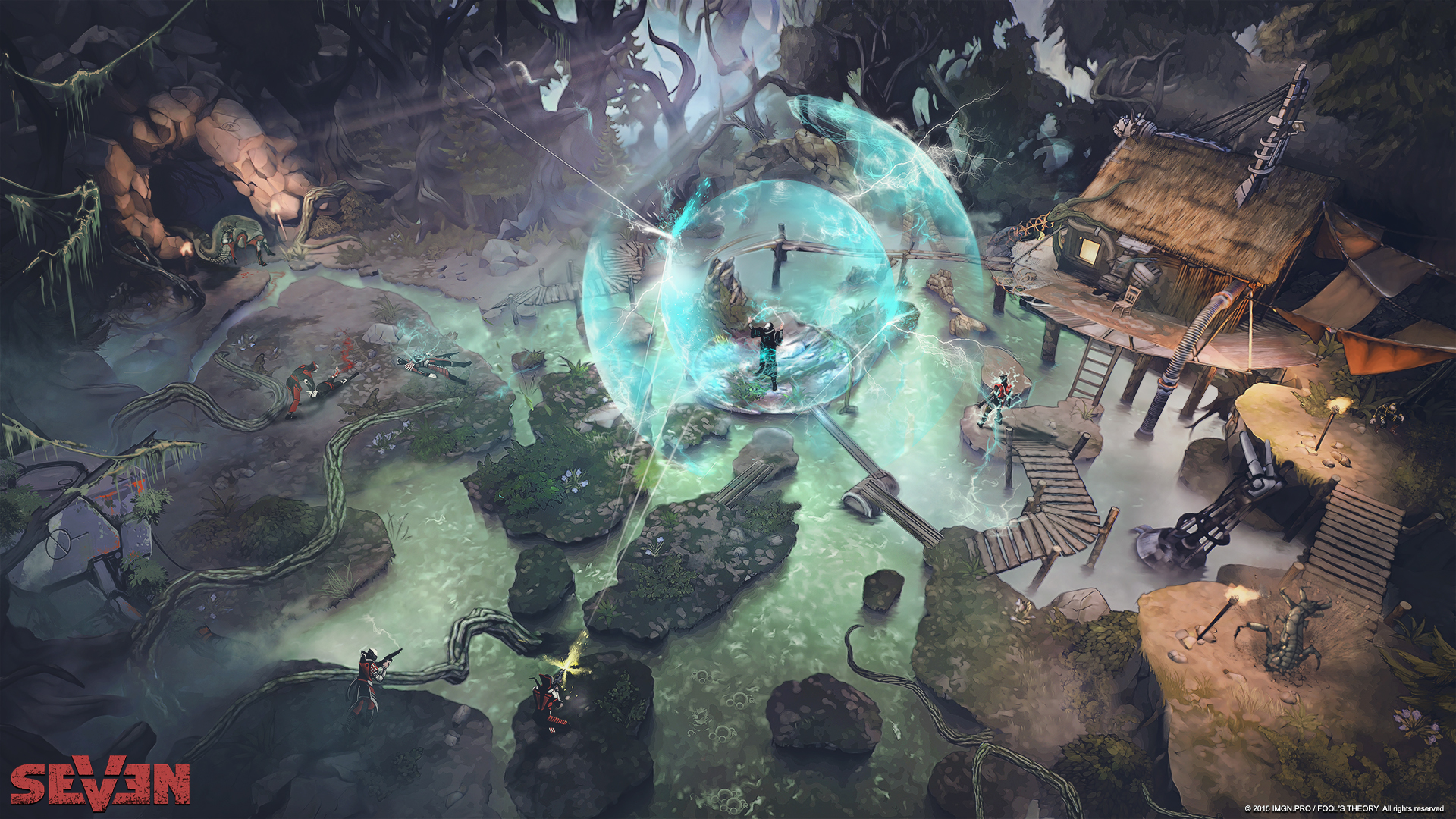 A monkey decks a dude in the first trailer for ex-Witcher devs' Seven