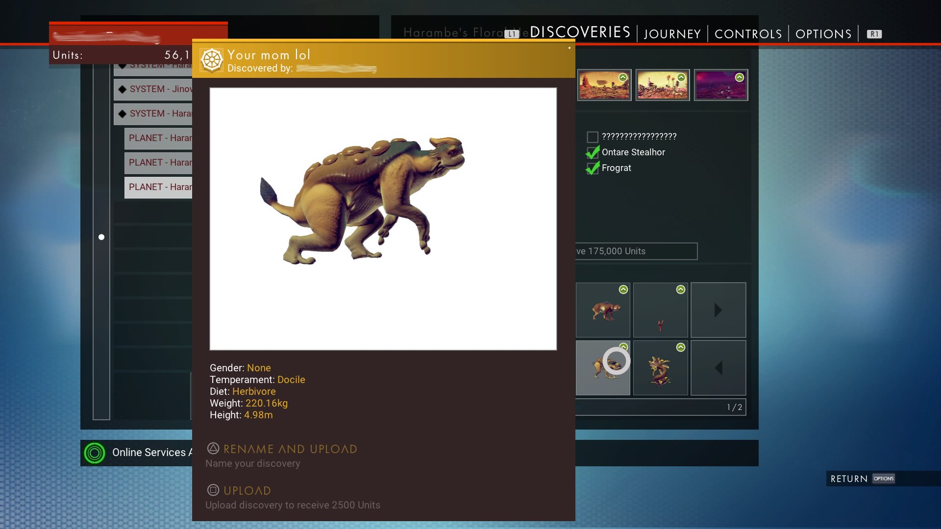 No Man's Sky players have discovered over 10 million species, including your mom lol