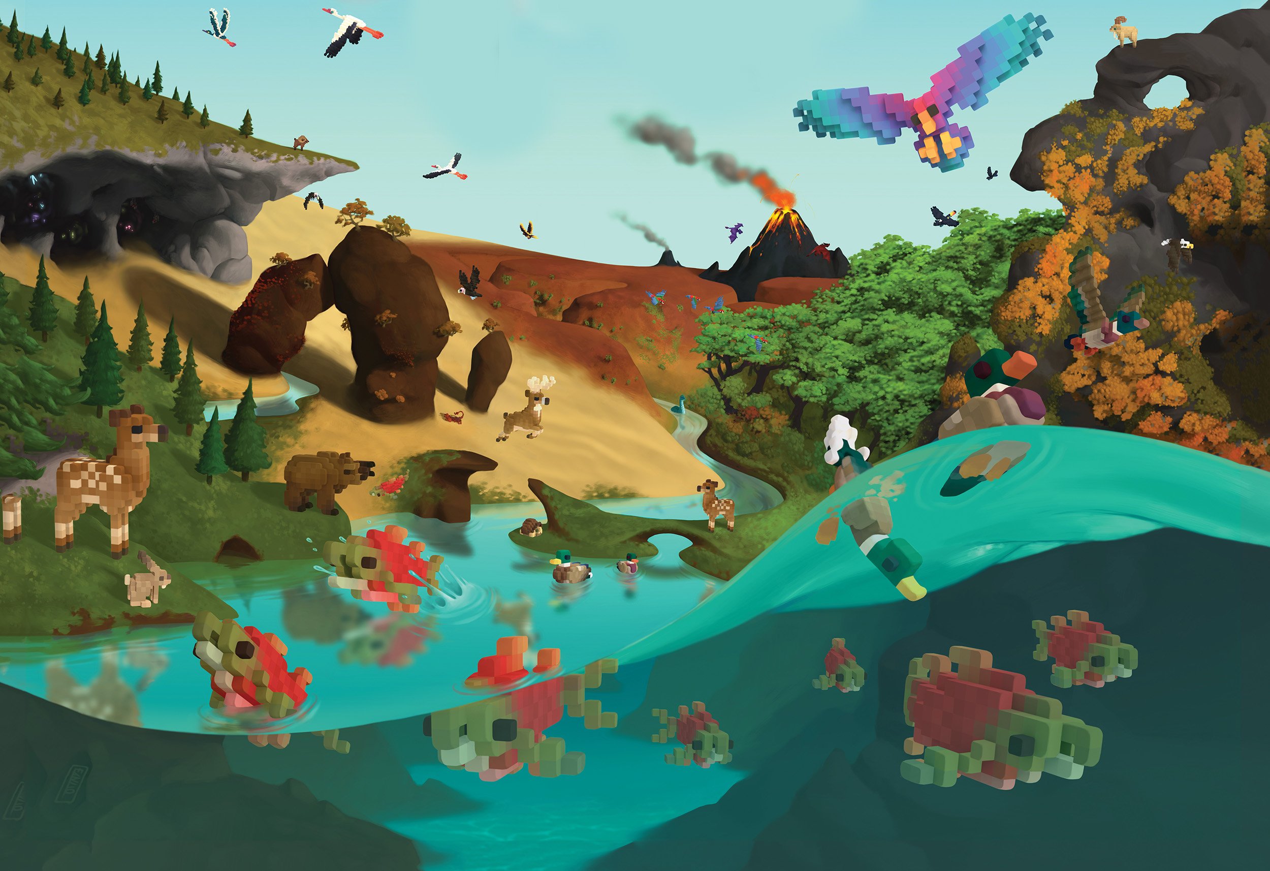 I've been flying through Fugl's voxel world to relax