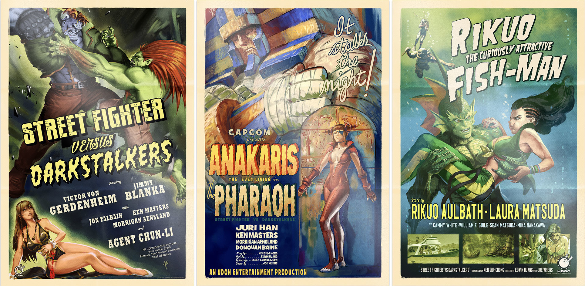 These Street Fighter vs. Darkstalkers posters are glorious