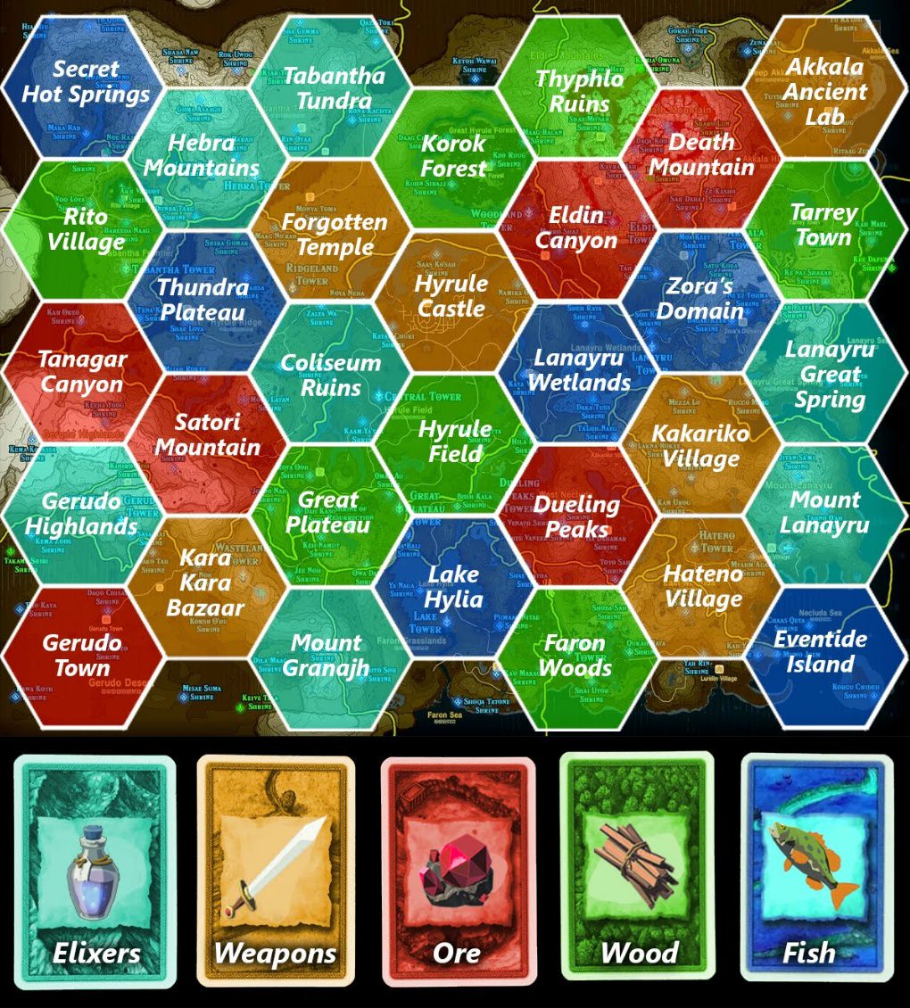This Settlers of Catan Zelda: Breath of the Wild board kind of fits
