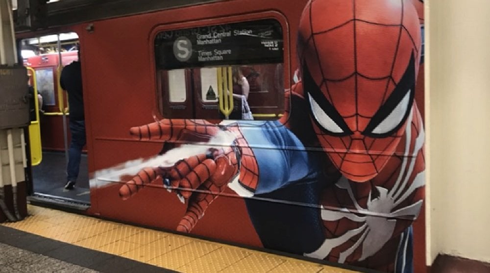 Sony redecorates New York subway train for Spider-Man PS4