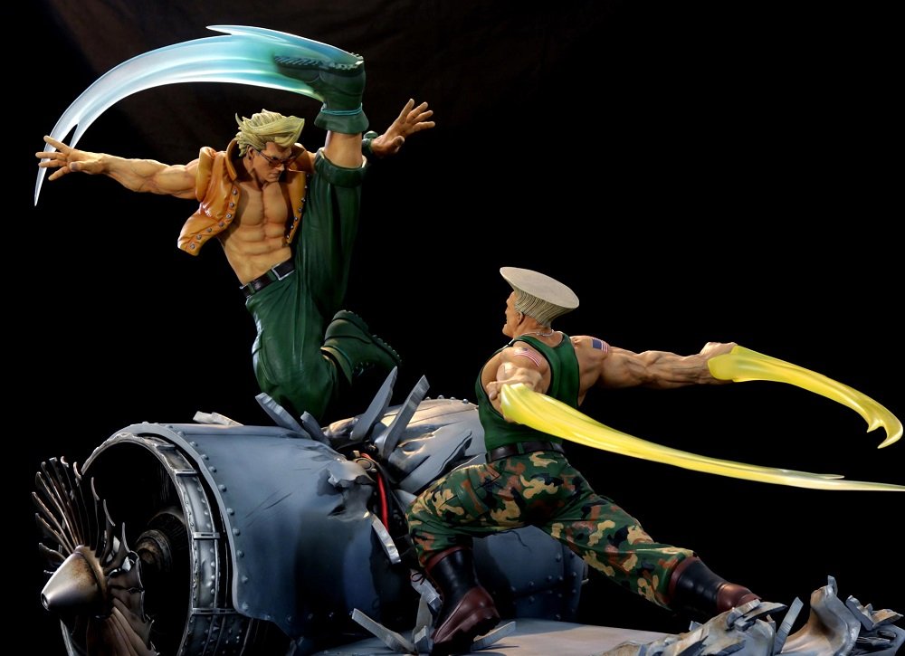 These slick statues of Guile and Nash might not be affordable for family men