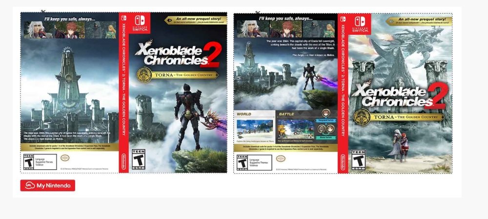 My Nintendo offers Xenoblade Chronicles 2 alternate Switch case cover art