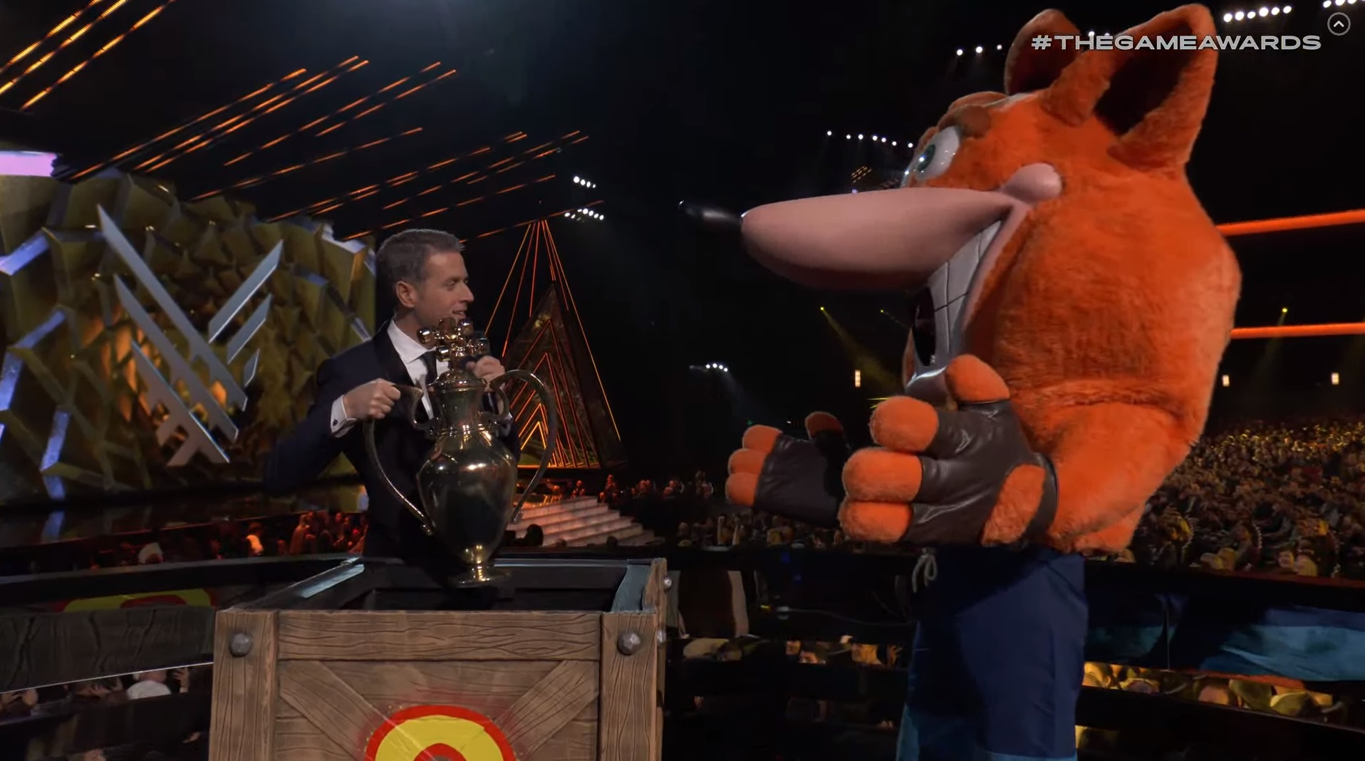 Crash crashes Game Awards, gives Geoff a trophy