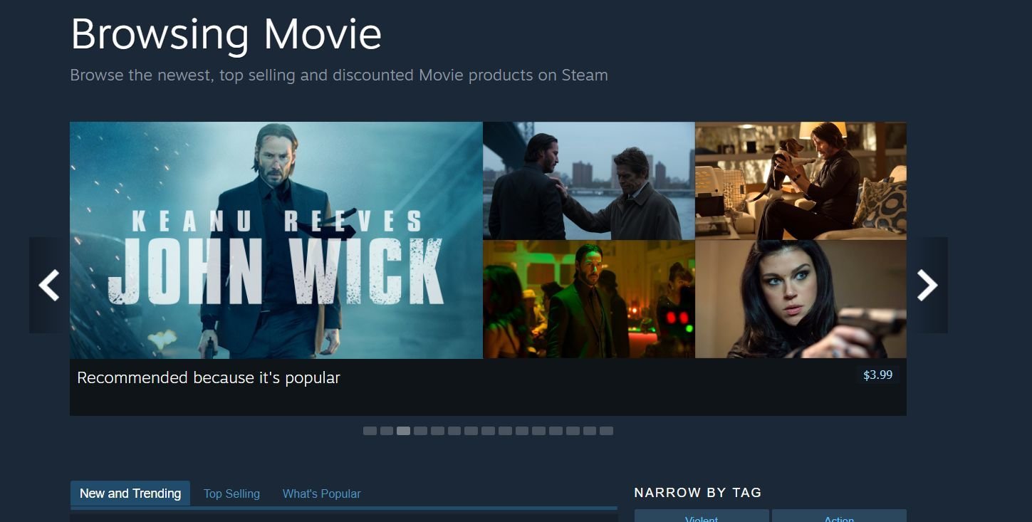 Valve removes video section from Steam store