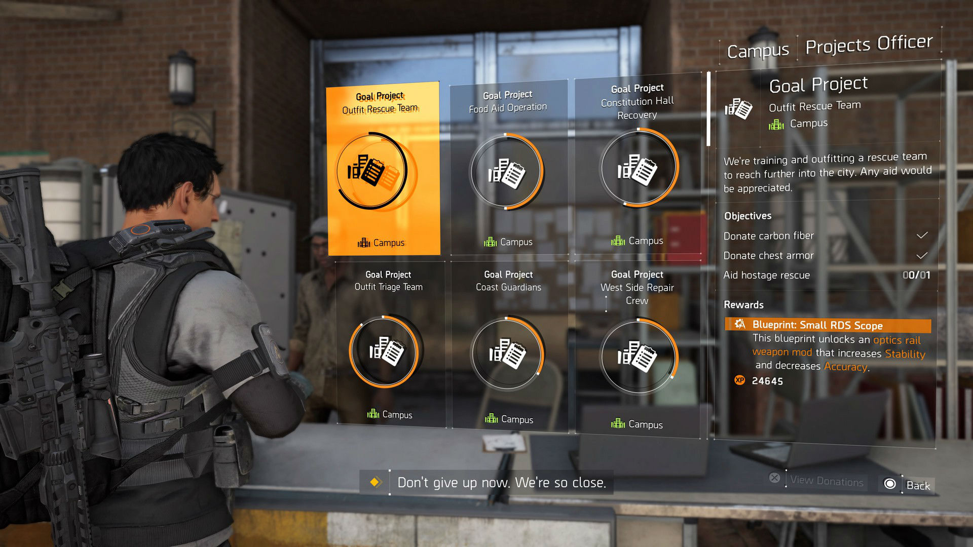 Tip: Pay attention to projects in The Division 2 for massive XP boosts