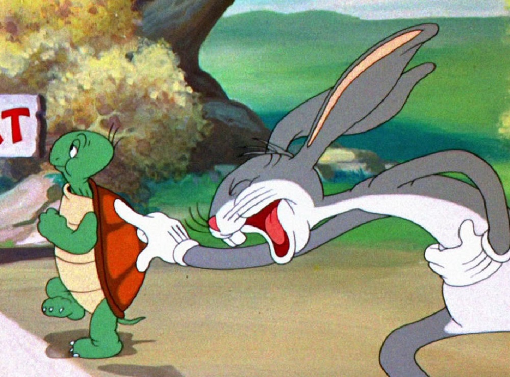 Who finished first in Splatoon 2's battle of The Tortoise and The Hare?