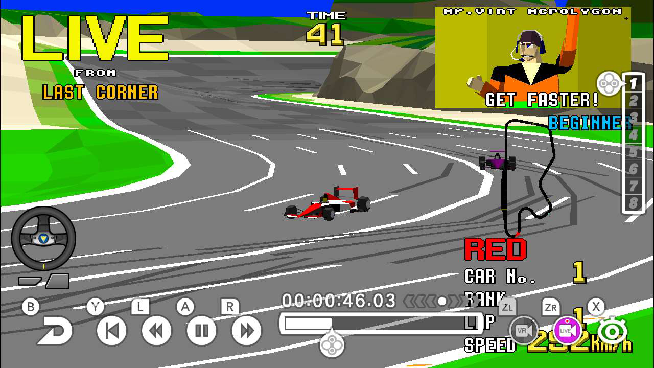 Sega Ages: Virtua Racing includes an eight-player split-screen mode
