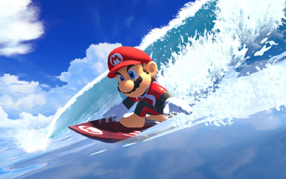 Mario hits the waves in Mario & Sonic at the Olympic Games Tokyo 2020