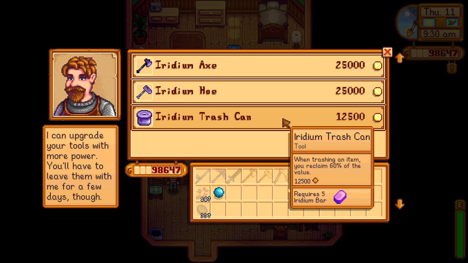 Don't forget to upgrade your trash can in Stardew Valley