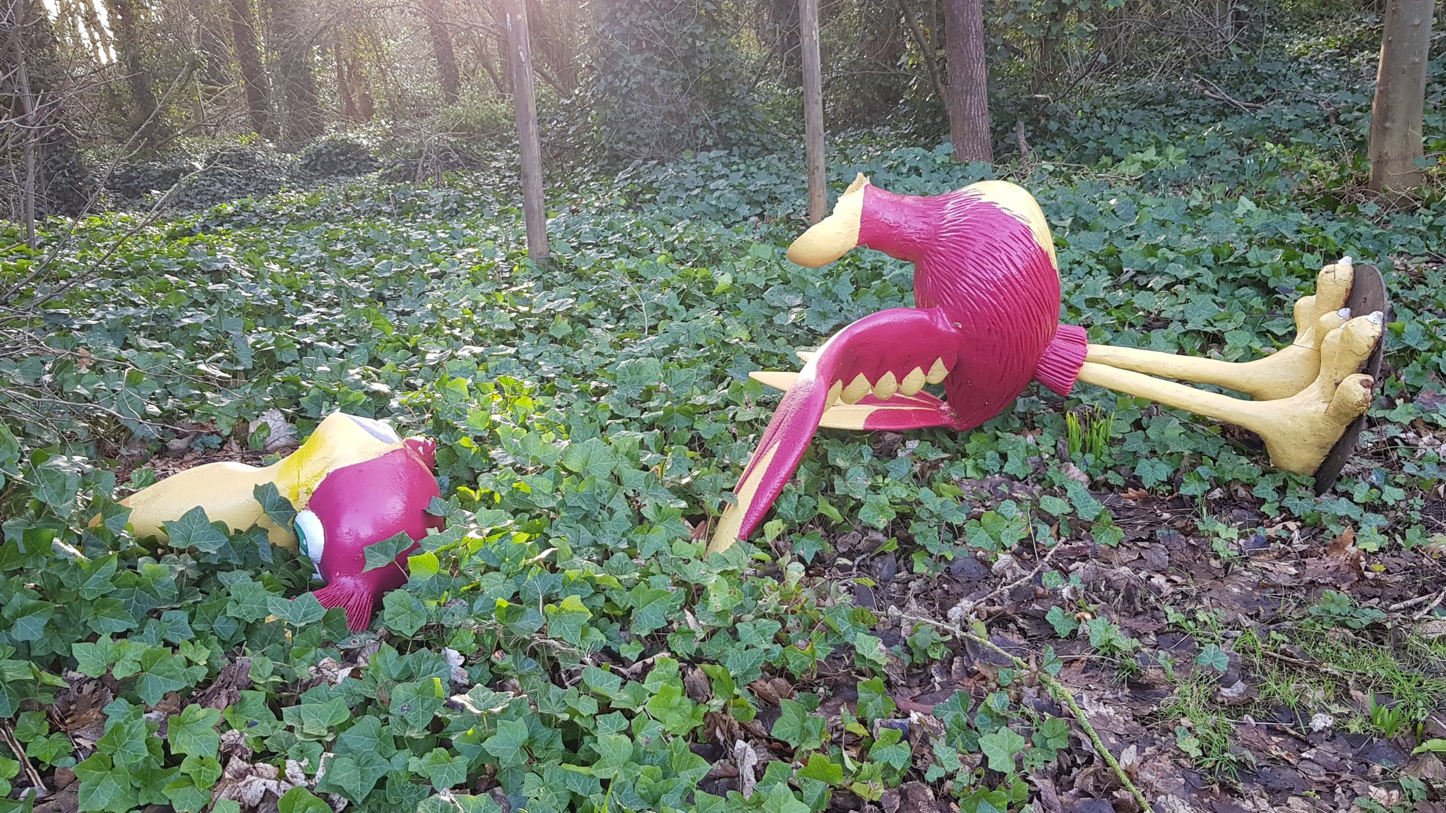Rare's Banjo statue survived Storm Ciara, but Kazooie wasn't so lucky